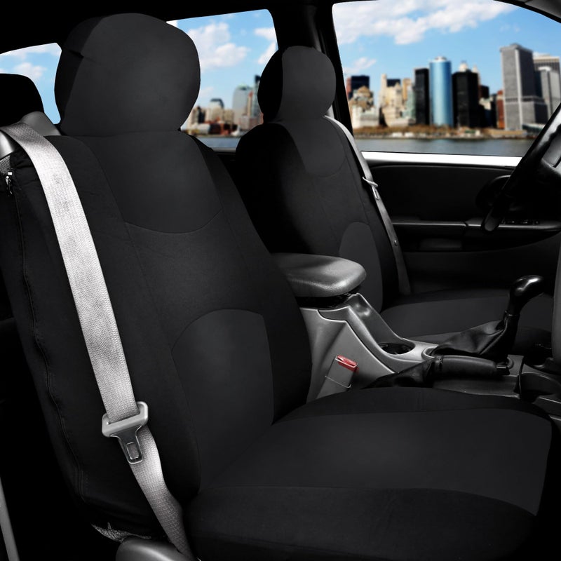 FH Group All-Purpose Built-in Seatbelt Car Seat Covers Full Set â€“ Universal Fit for Cars Trucks & SUVs (Black) FB351115 - Image 2